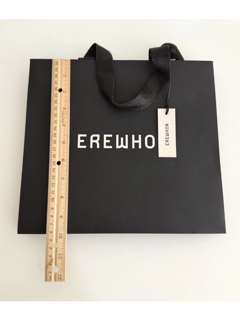 Erewhon Luxury Shopping Gift Bag Black Paper Bag w/ Tag 11” x 9.5”
